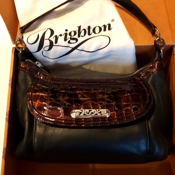 Women's Vintage Brighton #E593527 Black Pebble Leather Shoulder Handbag 💥💥 - Picture 1 of 16